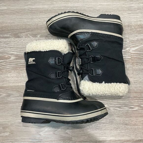 SOREL Womens 1962-010 PAC NYLON Black Ancient Waterproof Sherpa Snow Boots US7 - Picture 2 of 9